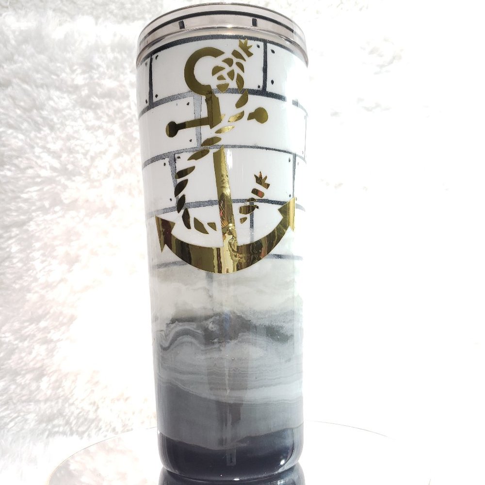Nautical Golden Anchor Tumbler 32oz